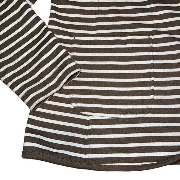 Investments Womens Blazer Suit Jacket Striped Stretch Brown White 18 - Picture 2 of 8